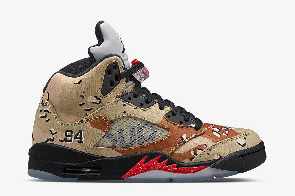 Supreme × Nike Air Jordan 5 Retro Supreme x Air Jordan 5 Retro Desert Camo for Sale | Authenticity