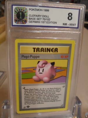 P1 Graded 8 Clefairy Doll 70/102 1st ed Base German Rare