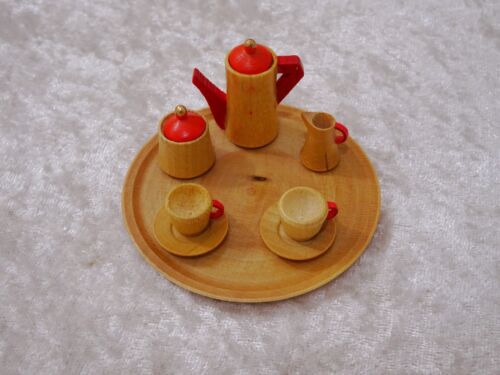 DDR Dregeno Design Holz Spielzeug Mini Kaffeeset für Puppenstube - Vintage - NOS - Bild 1 von 4