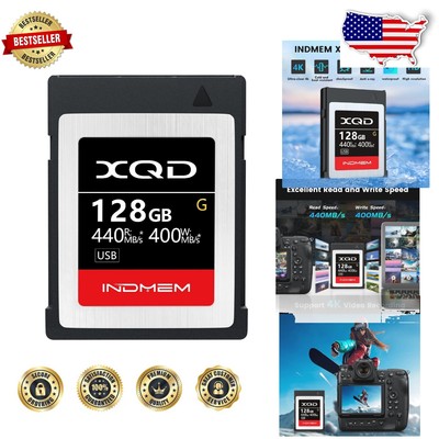 Professional Grade 128GB XQD Memory Card - Max Read 440MB/s for 4K Recording