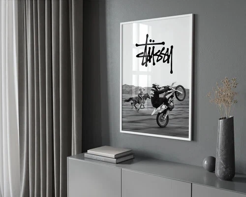 Póster de moto Stussy ropa de calle decoración arte de pared urbano para ciclistas - decoración de pared Foto 2 de 4