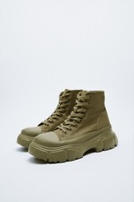 Sneakers alte Zara donna suola pista kaki UK 4 37