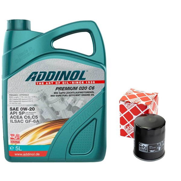 MotoröL Set 0W-20 Addinol 5 Liter + ÖLfilter 32100 FüR Mitsubishi Eclipse IV 2.4-image