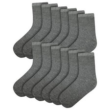 Boys Girls Childrens Back to School Cotton Rich Grey Plain Ankle school Socks