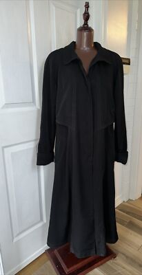 Pre-O Fleet Street Black Lined Storm Shield Front Closure Raincoat Overcoat Sz:6