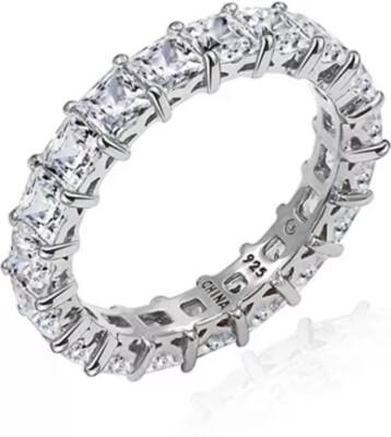 AMAZON COLLECTION PLATINUM PLATE SS 925 ETERNITY RING 7.5 CT CUBIC ZIRCONIA SZ 7