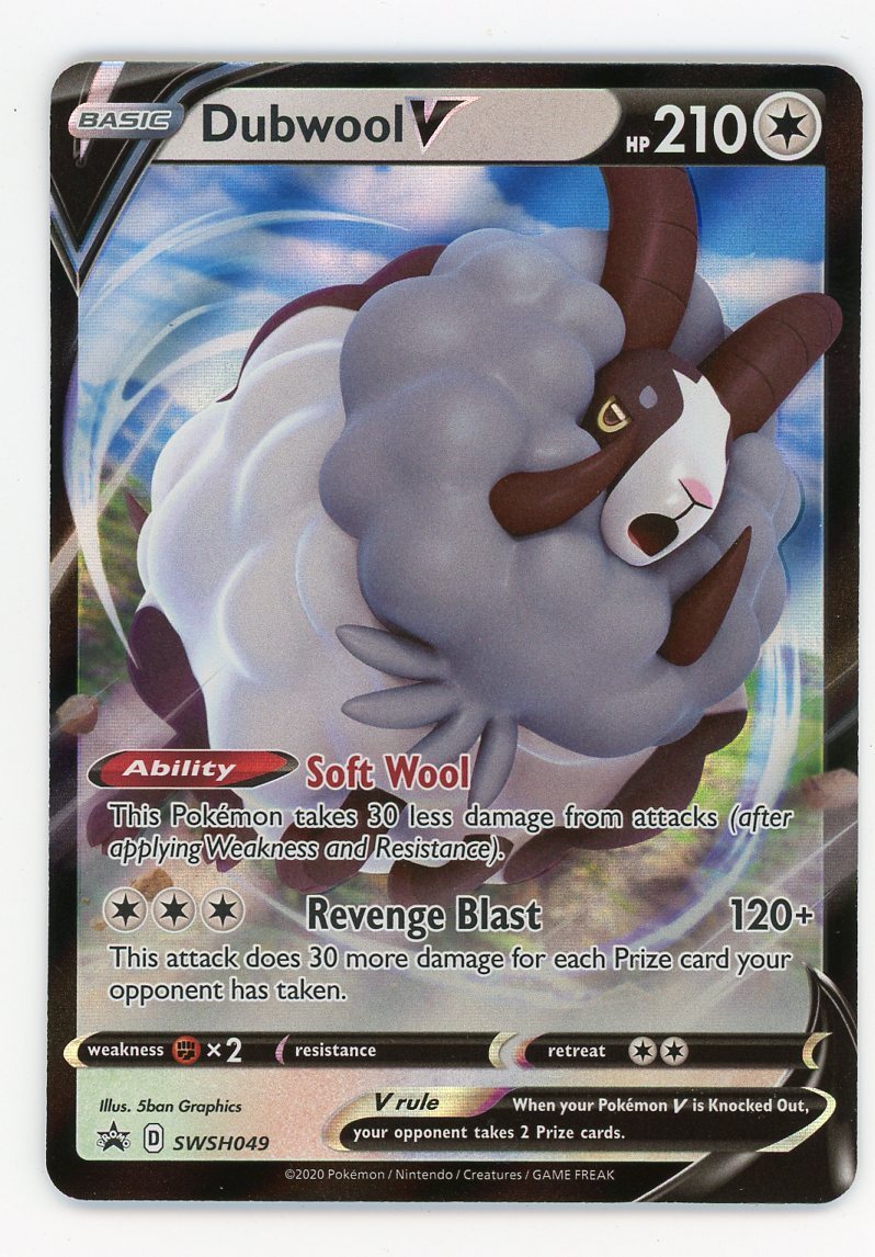 Dubwool V 2020 Pokemon Sword & Shield Black Star Promo Holo #SWSH049 NM-MT