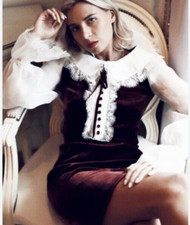 ABITO LUISA SPAGNOLI ICONICO STILE ANNI '60 VELLUTO BORDEAUX IT 46 UK 12/14