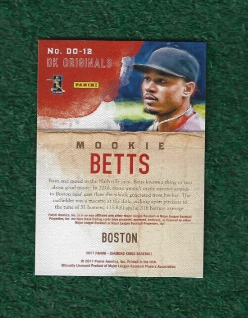 MOOKIE BETTS - 2017 PANINI DIAMOND KINGS - DK ORIGINALS INSERT CARD # DO-12  MLB - Image 2 of 2