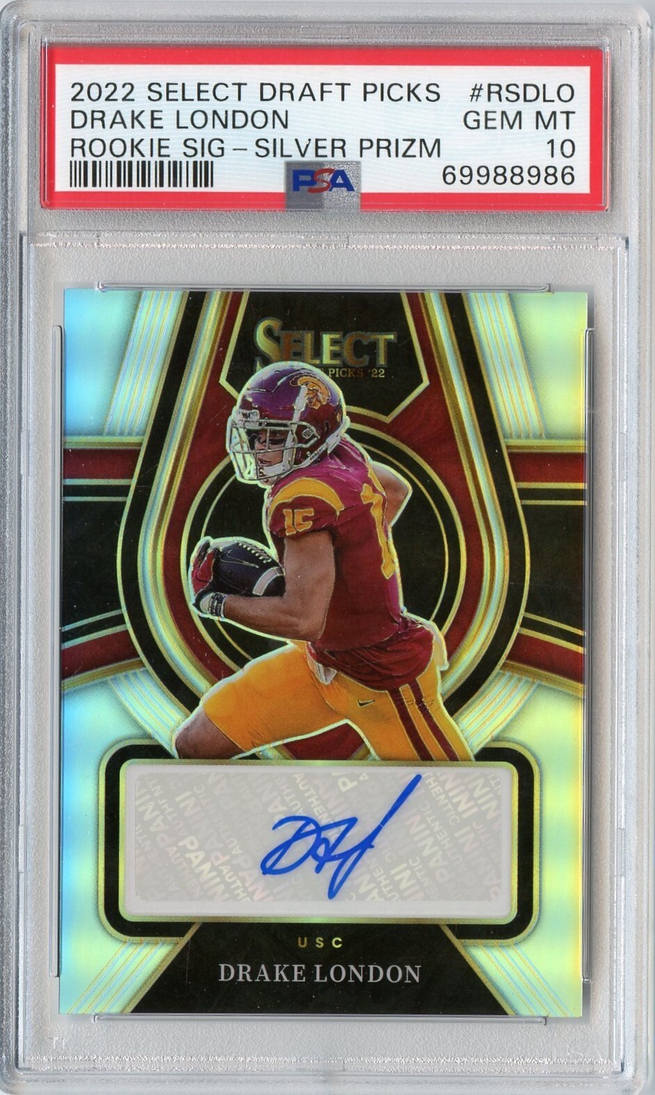 Drake London Panini Select Draft Picks Rookie Signatures #RSDLO Silver