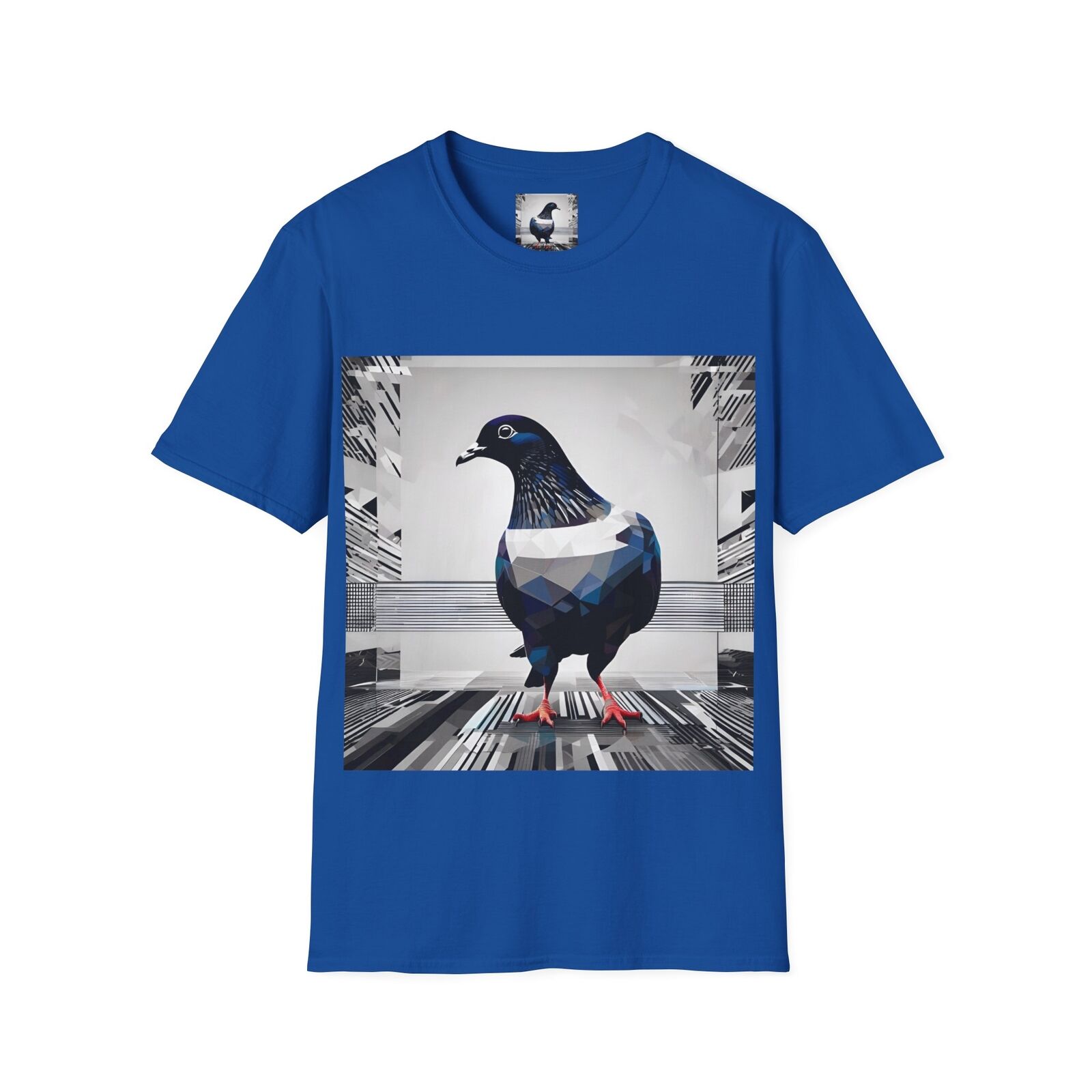 Iconic Pigeon Graphic Logo Black Tee: Short Sleeve Crewneck T-Shirt