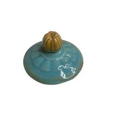 Majolica Water Pond Lily Lid 3 Inch Diameter Antique Pottery