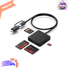 4-in-1 USB 3.0  USB-C Memory Card Reader for SD, Micro SD, CF - Black