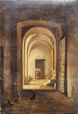 Achille Vertunni ? ,  antico dipinto olio su tela  ,  firmato,  epoca ottocento 