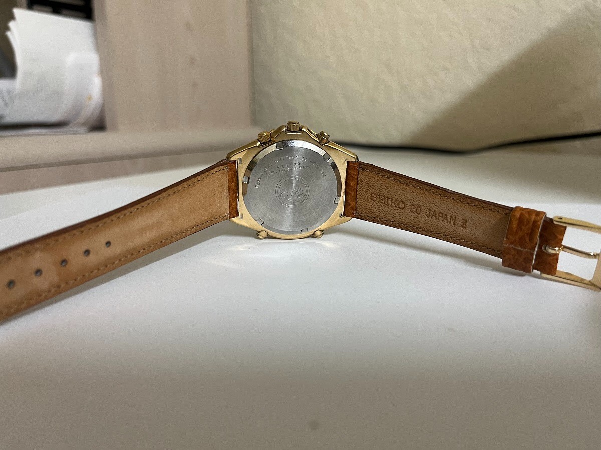 Vintage SEIKO Flightmaster 7T34-6A0L Chronograph Alarm Yellow gold