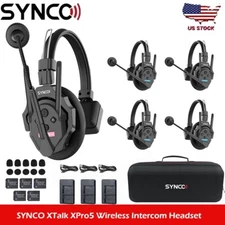 Synco Xtalk XPro 5 Full Duplex Wireless Intercom Headset System 5-Person Team
