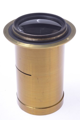 ✅ UNMARKED HERMAGIS? ANTIQUE BRASS LENS ‘210MM’ 8X10” LF CAMERA WATERHOUSE SLOT - Picture 7 of 10