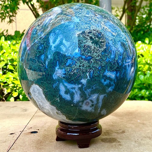 20.92LB Natural Water Grass Agate Ball Quartz Crystal Ball Healing - 第 13/13 張圖片