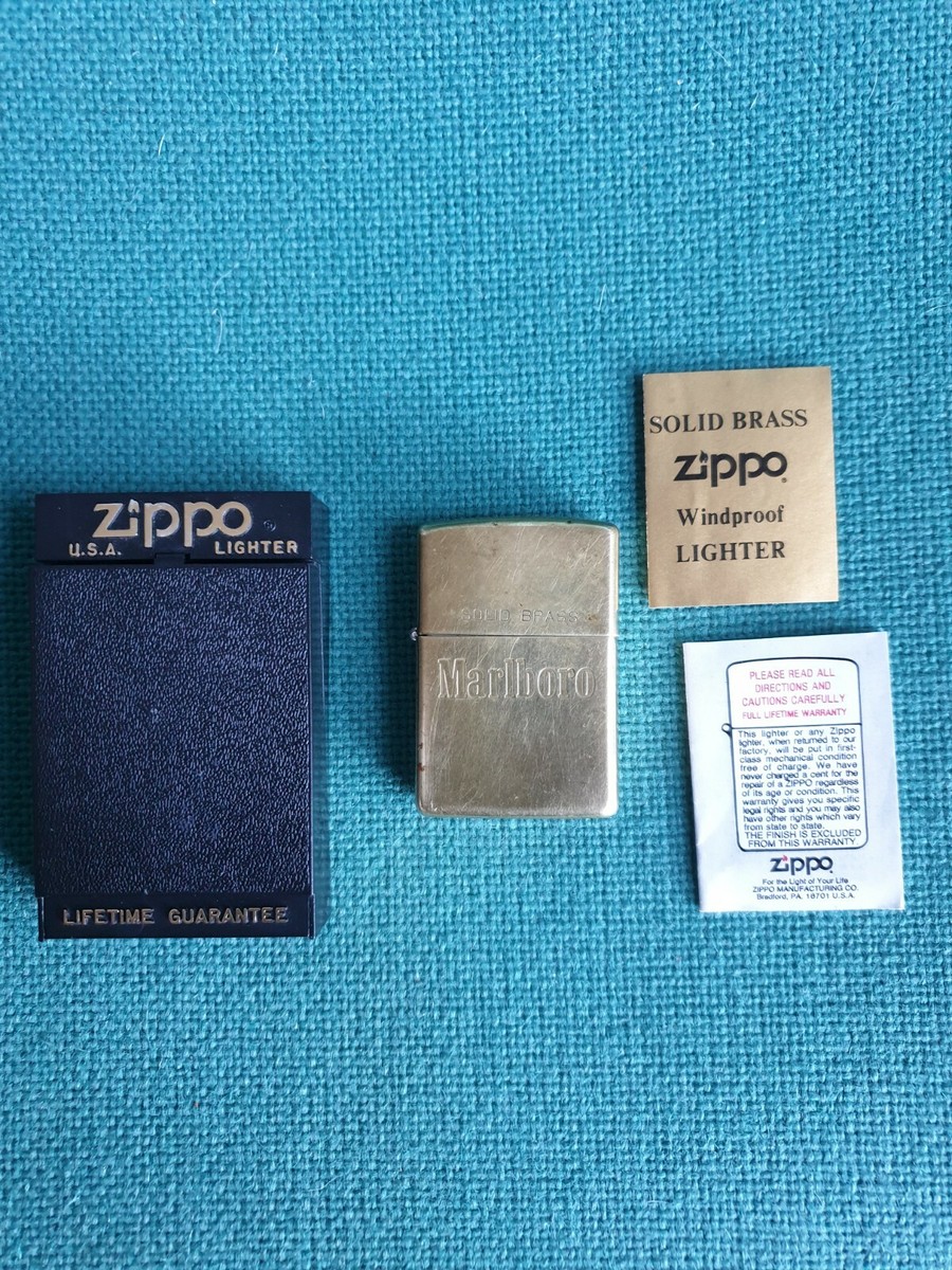 Zippo Marlboro Lighter 1932 - 1991 rare solid brass etched | eBay UK