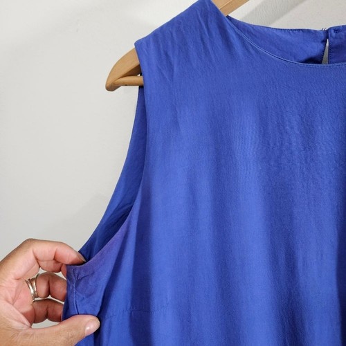 Uniqlo Dress Women's Rayon Cobalt Blue Sleeveless Short Dress Size Large - Picture 4 of 16