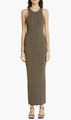slim fit dress slacks Toteme // Khaki Green Seamless Rib Tank Dress – VSP Consignment main image 0