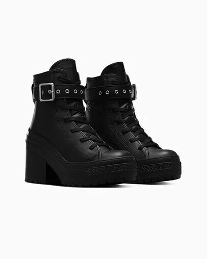 Converse Chuck 70 De Luxe Heel Leather, A12208C Multiple Sizes Black/Black/Black