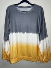 Women's Hoodie Shirt, Size XXL Coverup Yellow/Gray/White