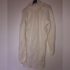 Nasty Gal Cable Knit Oversize Slouchy White Mock Neck Sweater Dress UK8