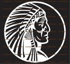 Native American Indian Chief Head - Car/SUV Vinyl Die-Cut Peel N' Stick Decals