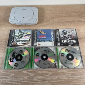 Sony Playstation PS One (PS1) Console Lot With 10 Games, 2 Controllers + Cables