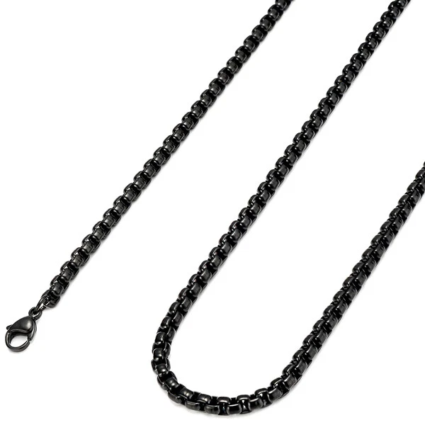 Collana in acciaio inox nero da uomo catenina catena cubana lunga 55 cm fine - Immagine 4 di 4