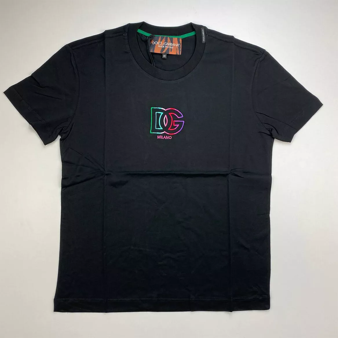 Dolce & Gabbana Logo Embroidered Black T-shirt Short Sleeve | eBay