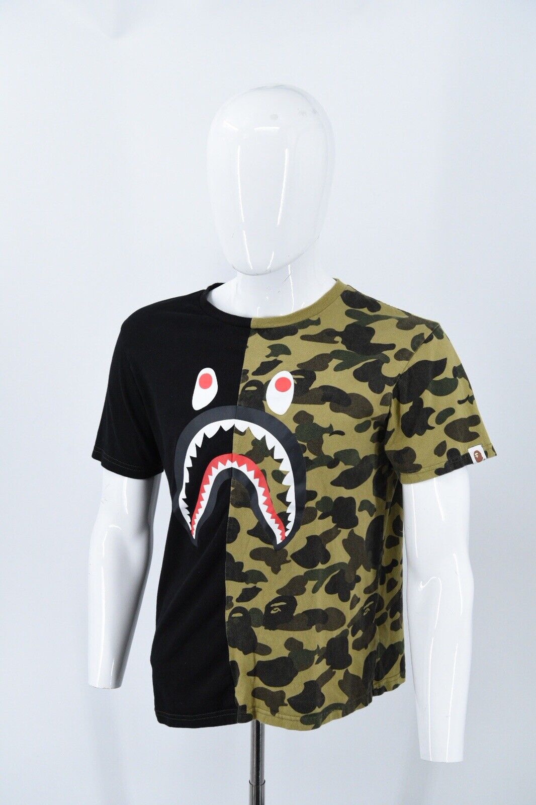 A Bathing Ape WGM BAPE Vintage Green Camo/Black Shark T-Shirt