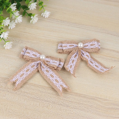 8 Pcs Bow Decoration Bridal Shower Table Decorations Wedding Jute Flower Burlap - Picture 2 of 11
