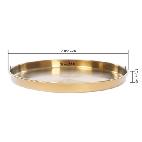 6 Pieces Round Serving Trays Stainless Steel Table Tray Gold Decorative Tray US - Picture 2 of 22