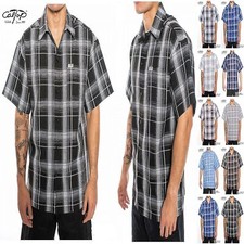 Mens Caltop Short Sleeve Plaid Checker Button Up Polyester Shirt Western