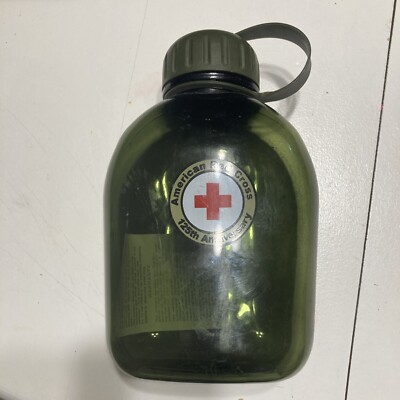 Vintage American Red Cross 125th Anniversary Canteen Plastic Water Bottle OD USA
