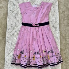 G Jilax Girl Sz 36 EU Pink Boutique Dress Pleated Skirt Happy Days Bicycle Print