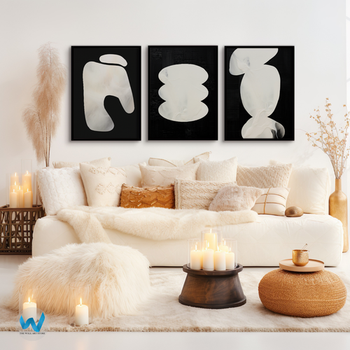 Minimalist Black and White Abstract Wall Art Set of 3 Posters Home Decor - Picture 10 of 16