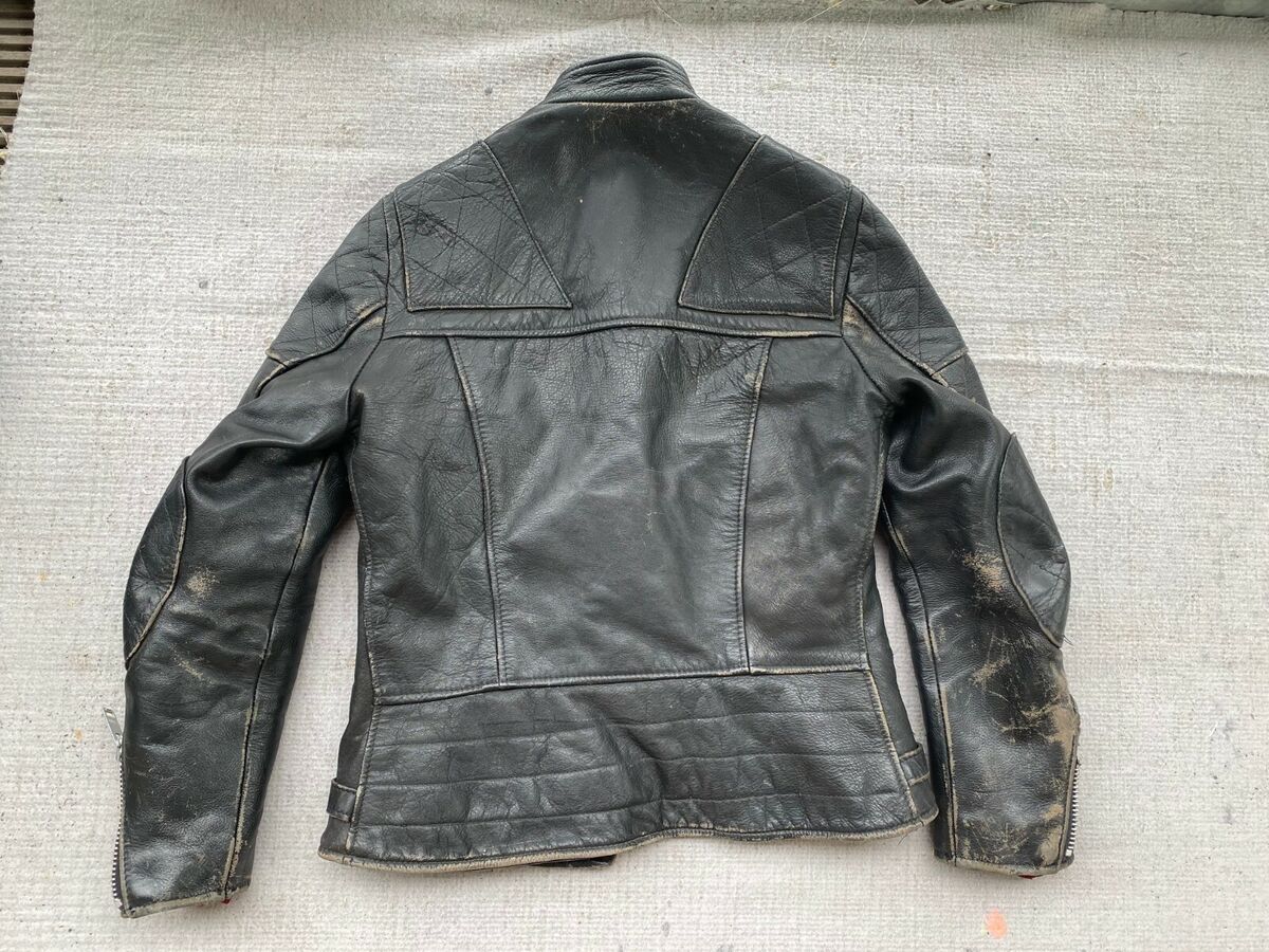vintage WOLF black leather motorbike jacket 36 XS-S vintage WOLF black leather motorbike jacket 36 XS-S