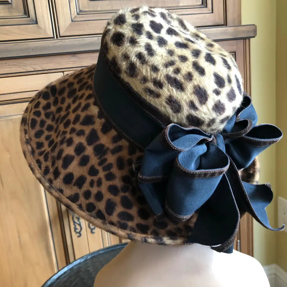 ERIC JAVITS LEOPARD WIDE BRIM HAT - image 1