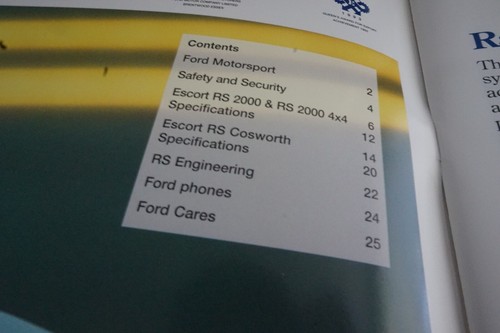 Ford RS Brochure - Escort Cosworth and RS2000 - 1994 - English - 24 pgs - Picture 2 of 9