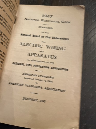 Vintage 1947 National Electrical Code Standard Electric Wiring & Apparatus - Picture 2 of 3
