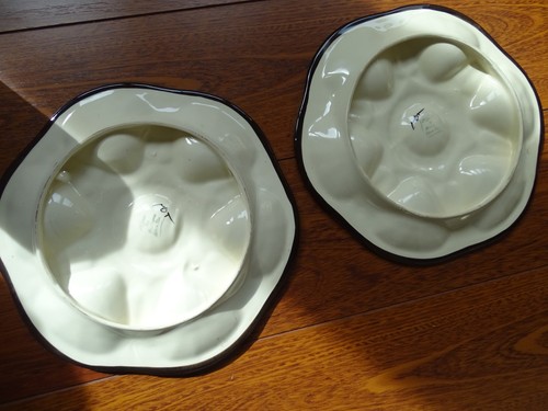 TWO PLATES OYSTER SHELLS MAJOLICA BRETON FRANCE SAINT JEAN DE BRETAGNE - Picture 7 of 11