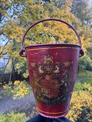 1800 s Tole Metal British Fire Water Bucket