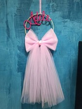 Fiocco nascita  tulle Con  nome realizzato a mano rosa, Neonata Personalizzabile