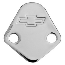 Officially Licensed Gm Chrome Fuel Pump Block-off Plate W Stamped Bowtie Logo
