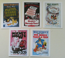 Lot of 5 Disney Mickey Mouse movie posters postcards Lot DS8