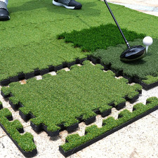 Premium Golf Hitting Mat for Indoor Outdoor Practice with Tri-Turf Tiles 6.3'x