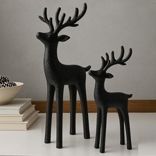 2 Set Modern Christmas Decor Neutral Christmas Reindeer Decor Resin Deer Stat...